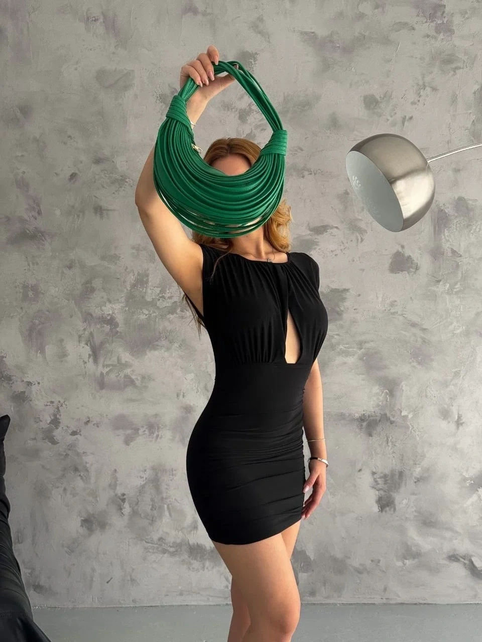 Pencereli mini mikro elbise s3843