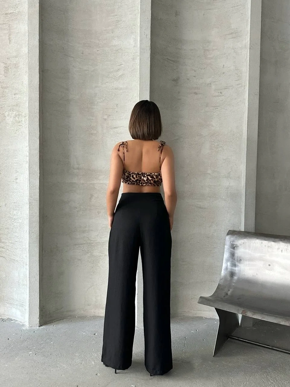 Pileli keten pantolon s255046