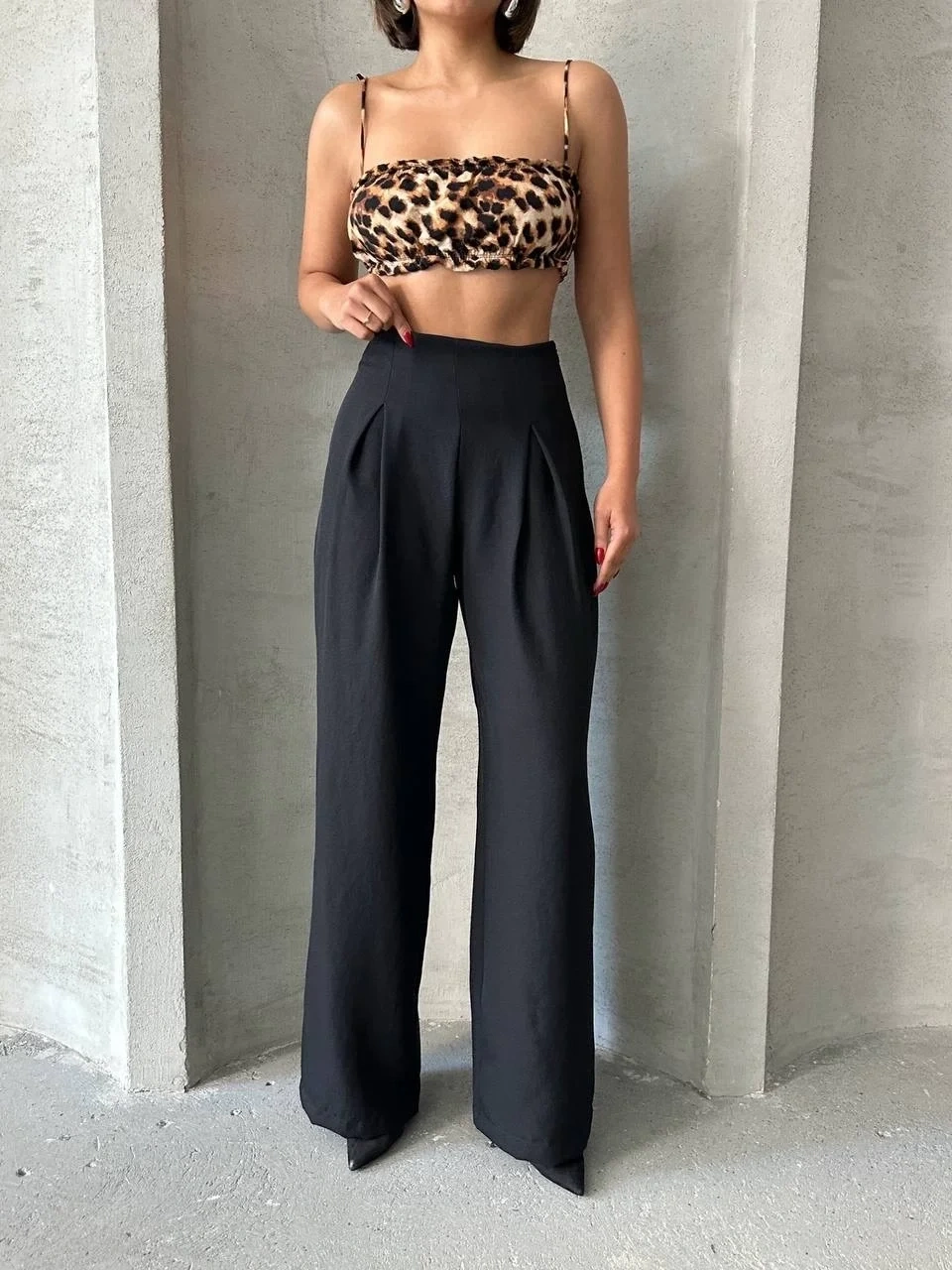 Pileli keten pantolon s255046