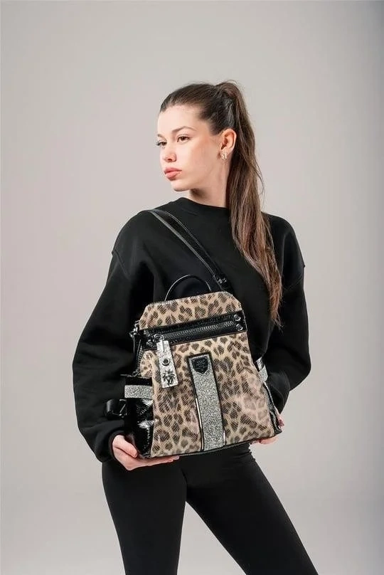 Poge Leopar Cilt Kol Ve Sırt Çantası