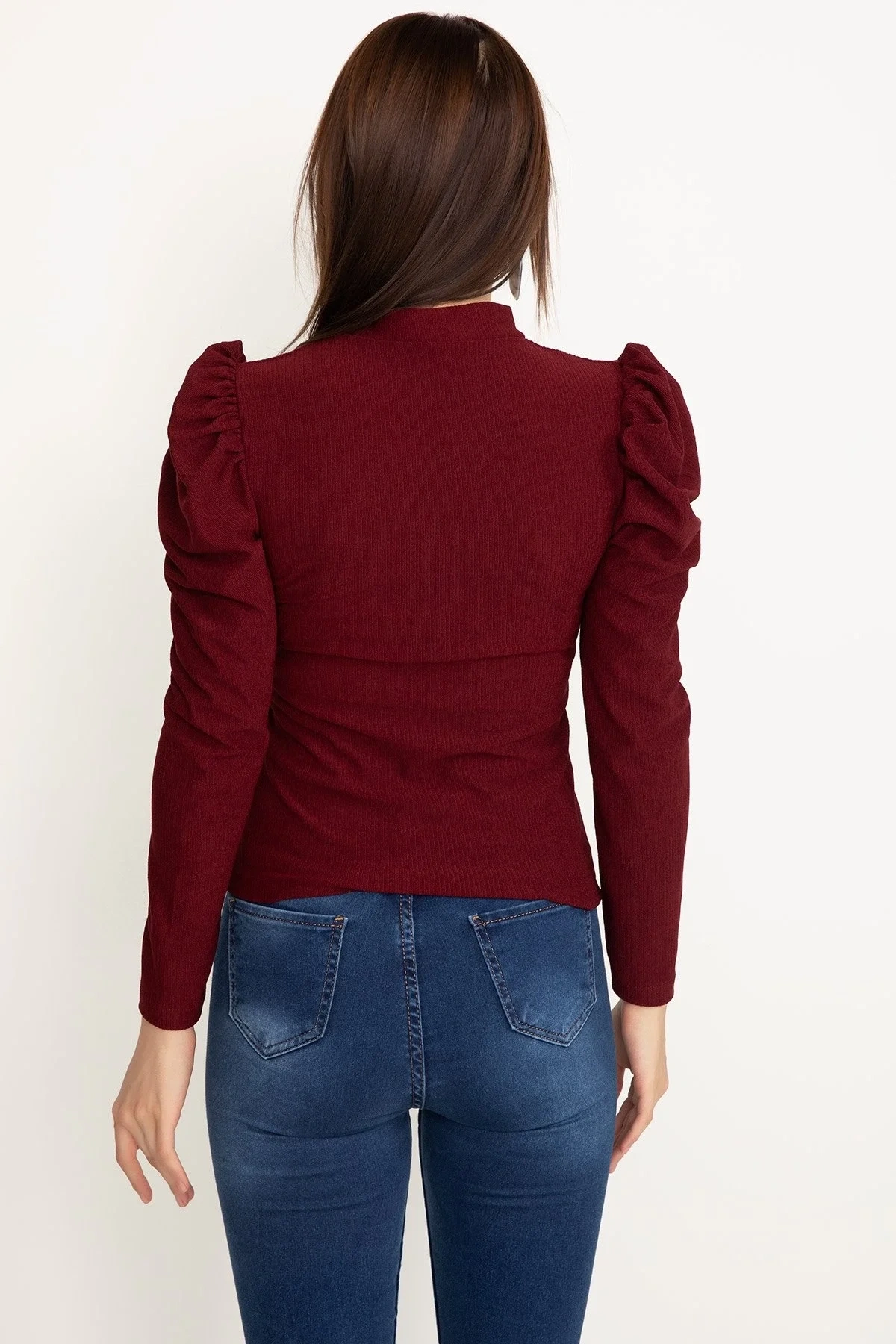 Prenses kol bluz bordo