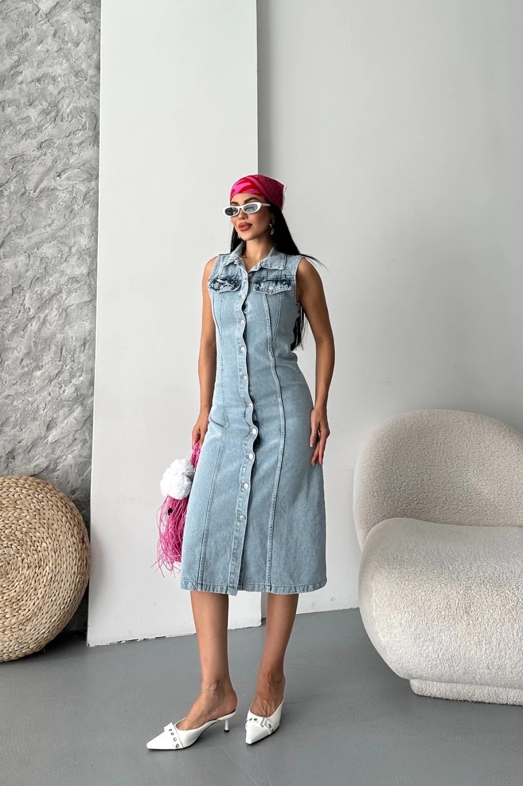 Sıfır kol kar yıkama tunik ceket mavi