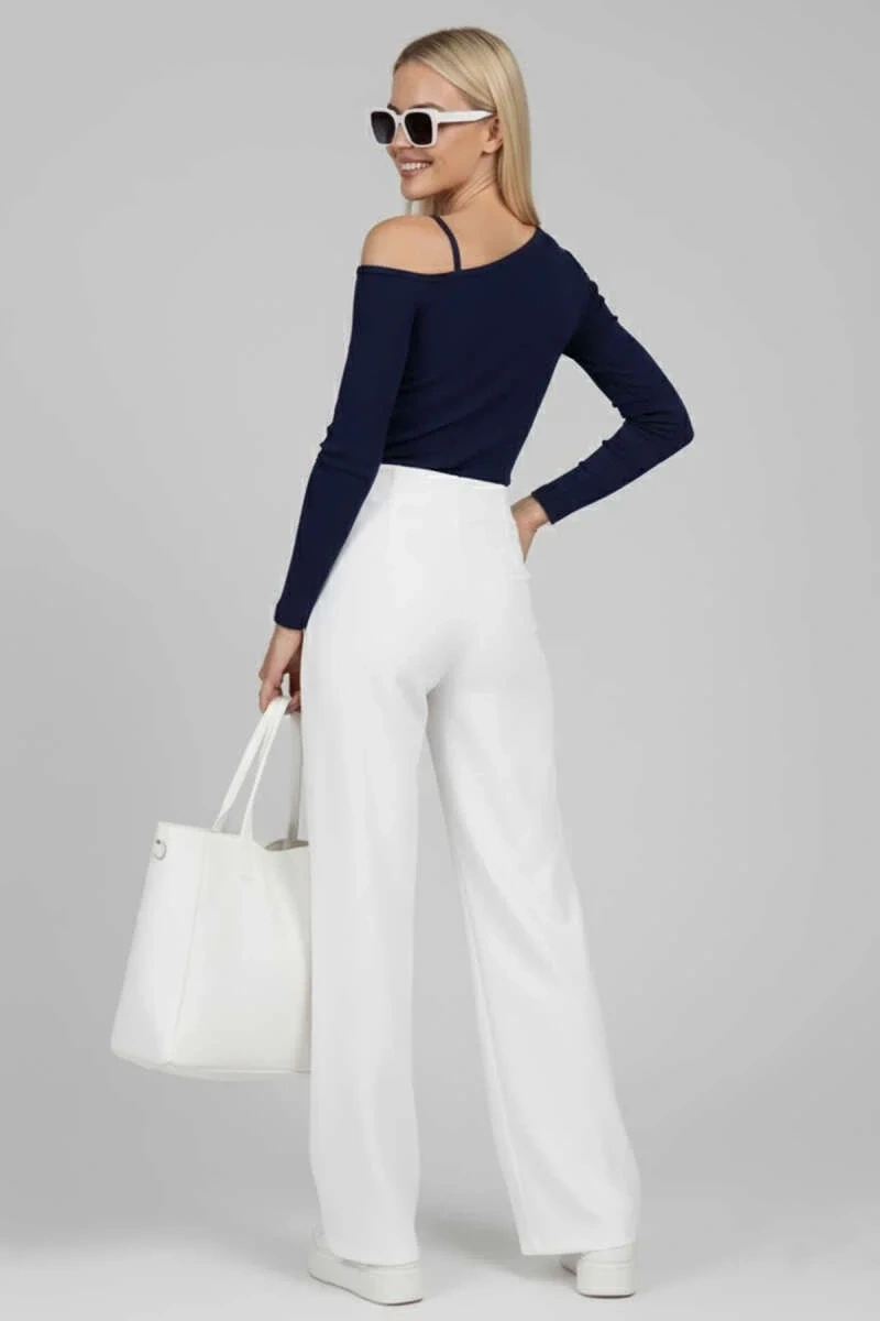 Tek Omuz İpli Bluz Lacivert