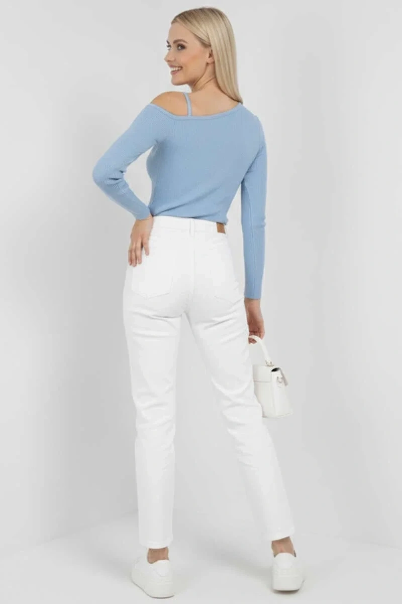 Tek Omuz İpli Bluz mavi