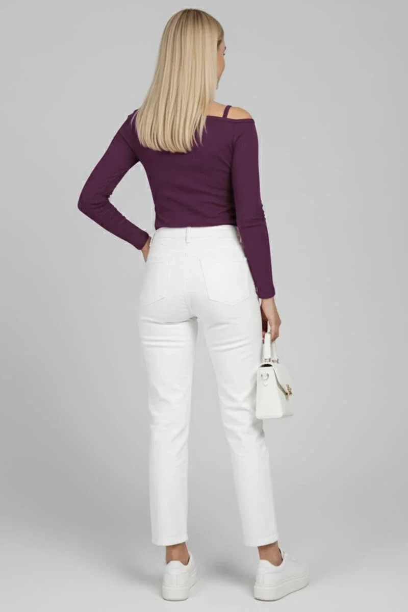 Tek Omuz İpli Bluz Mürdüm