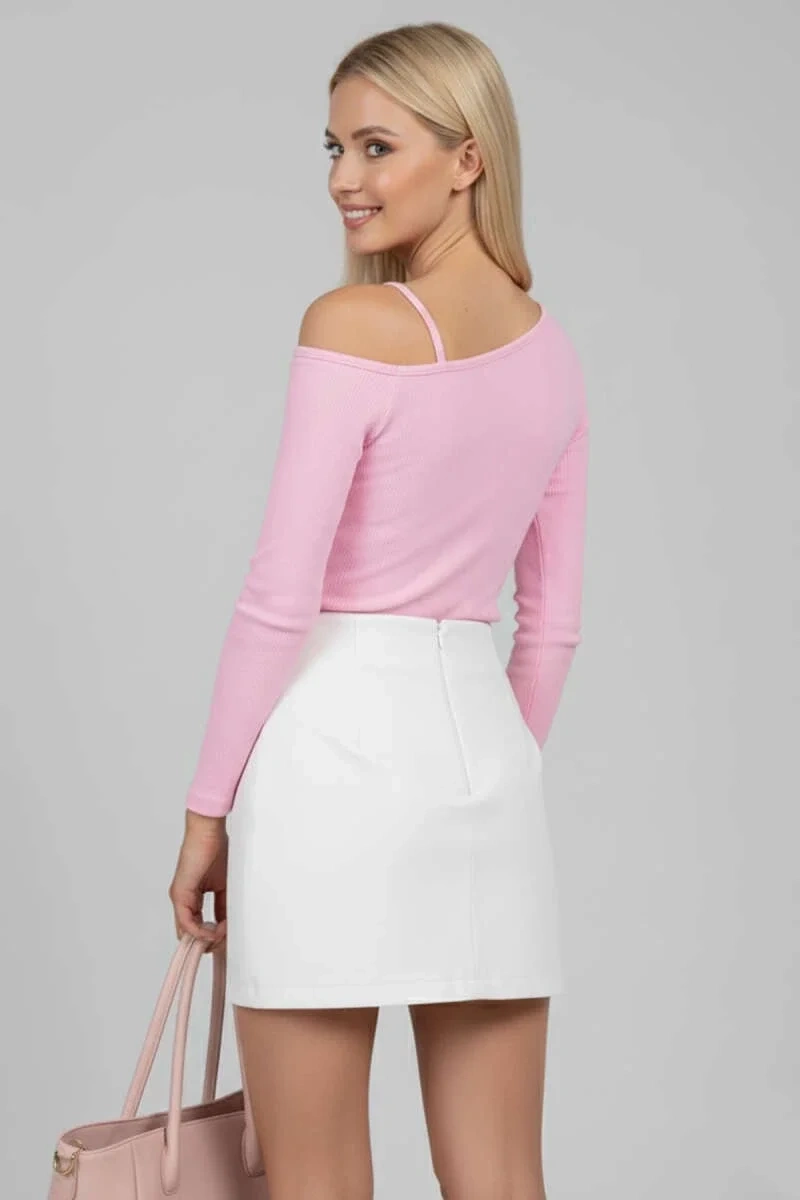 Tek Omuz İpli Bluz Pembe