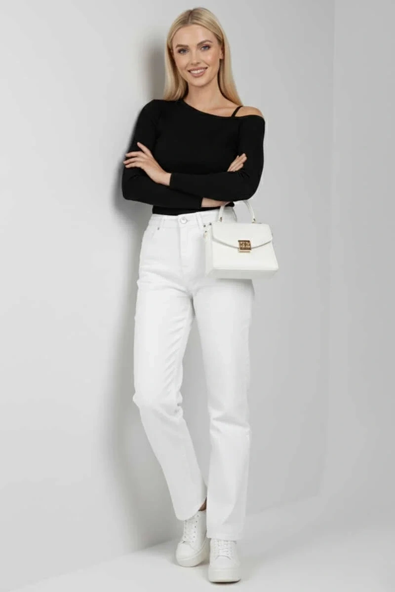 Tek Omuz İpli Bluz Siyah