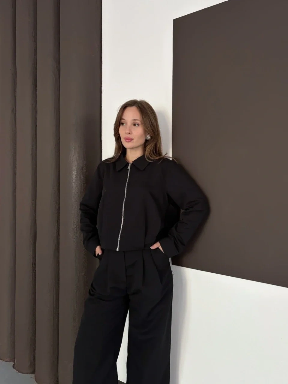 Trenç takım alt üst siyah ons