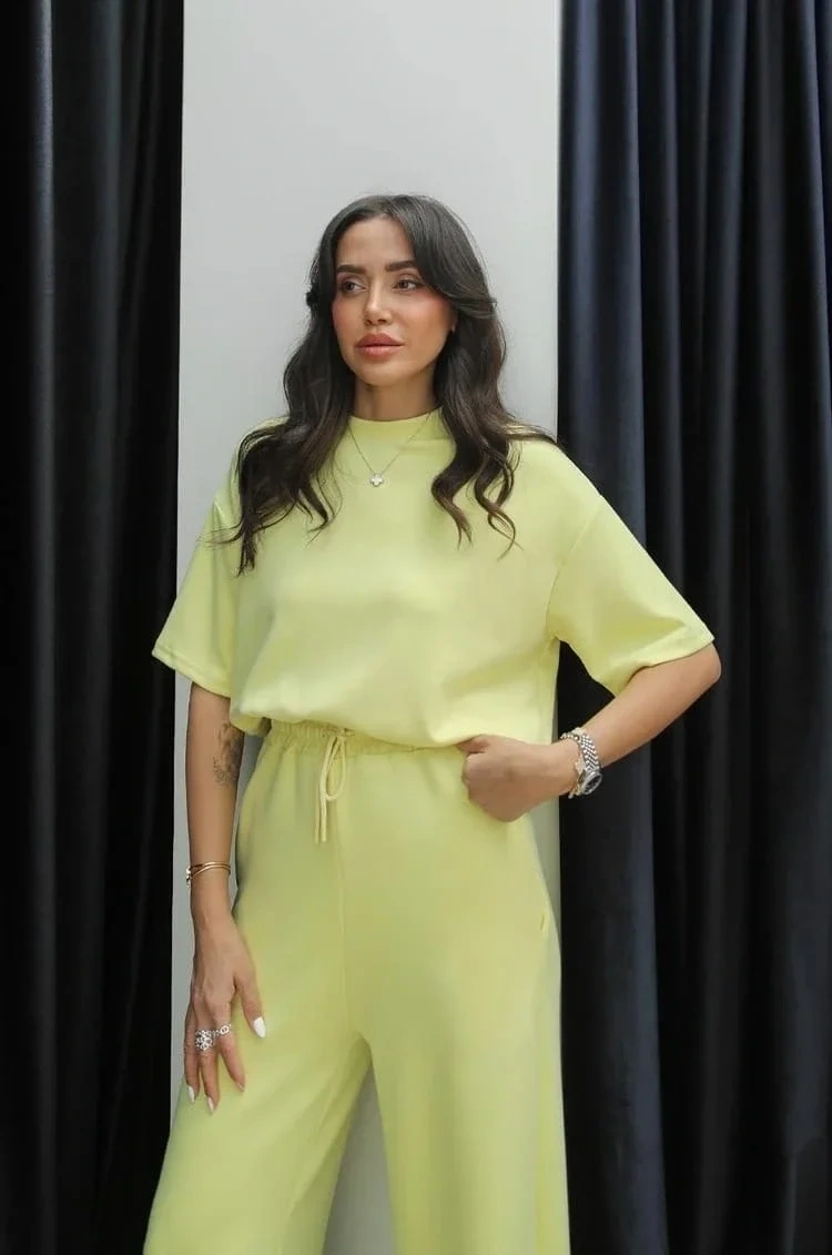 Tshirt alt üst modal takım sarı