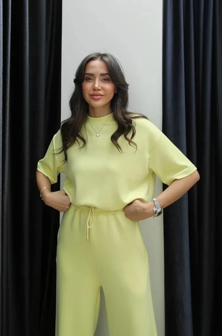 Tshirt alt üst modal takım sarı