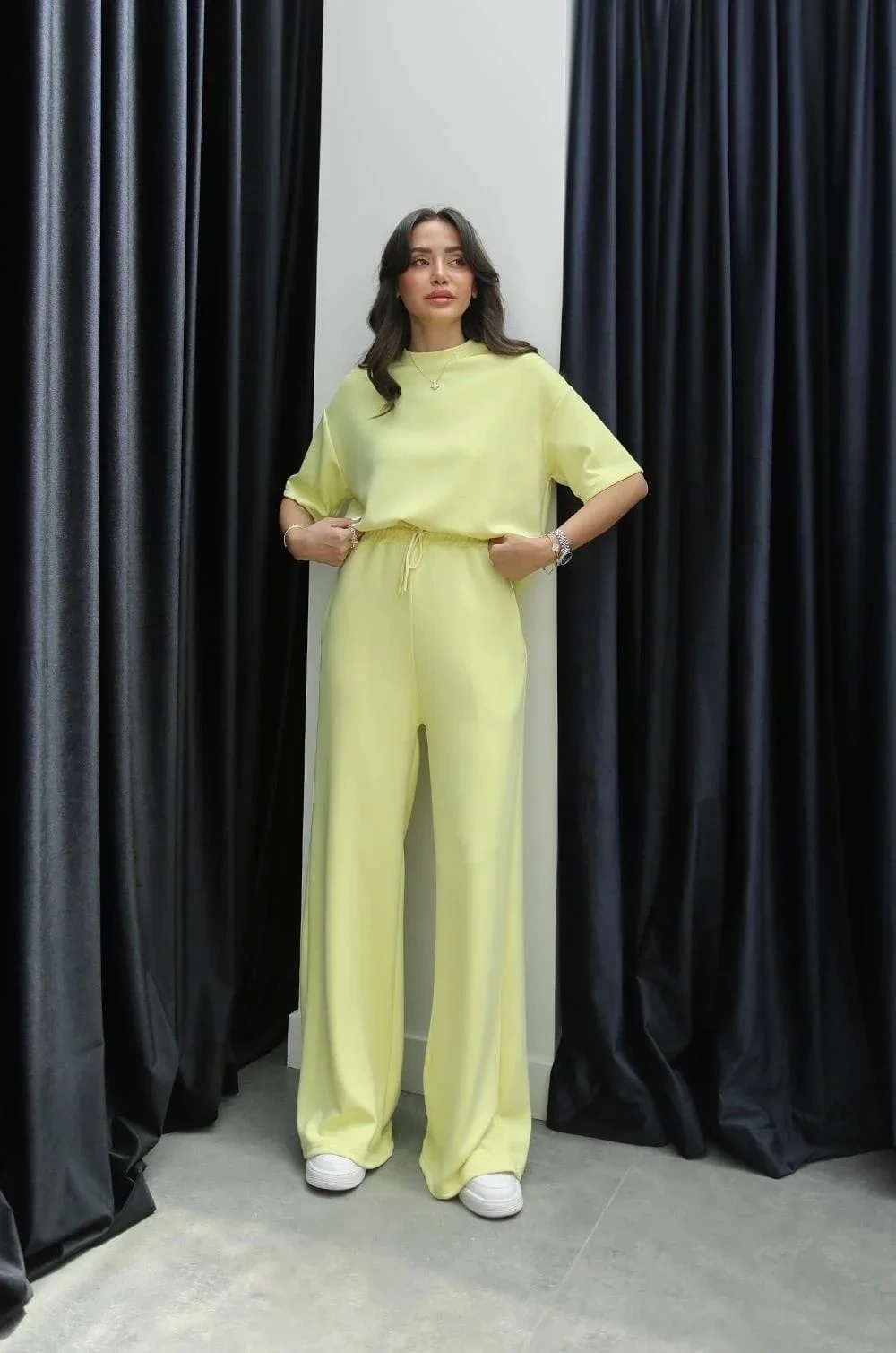 Tshirt alt üst modal takım sarı