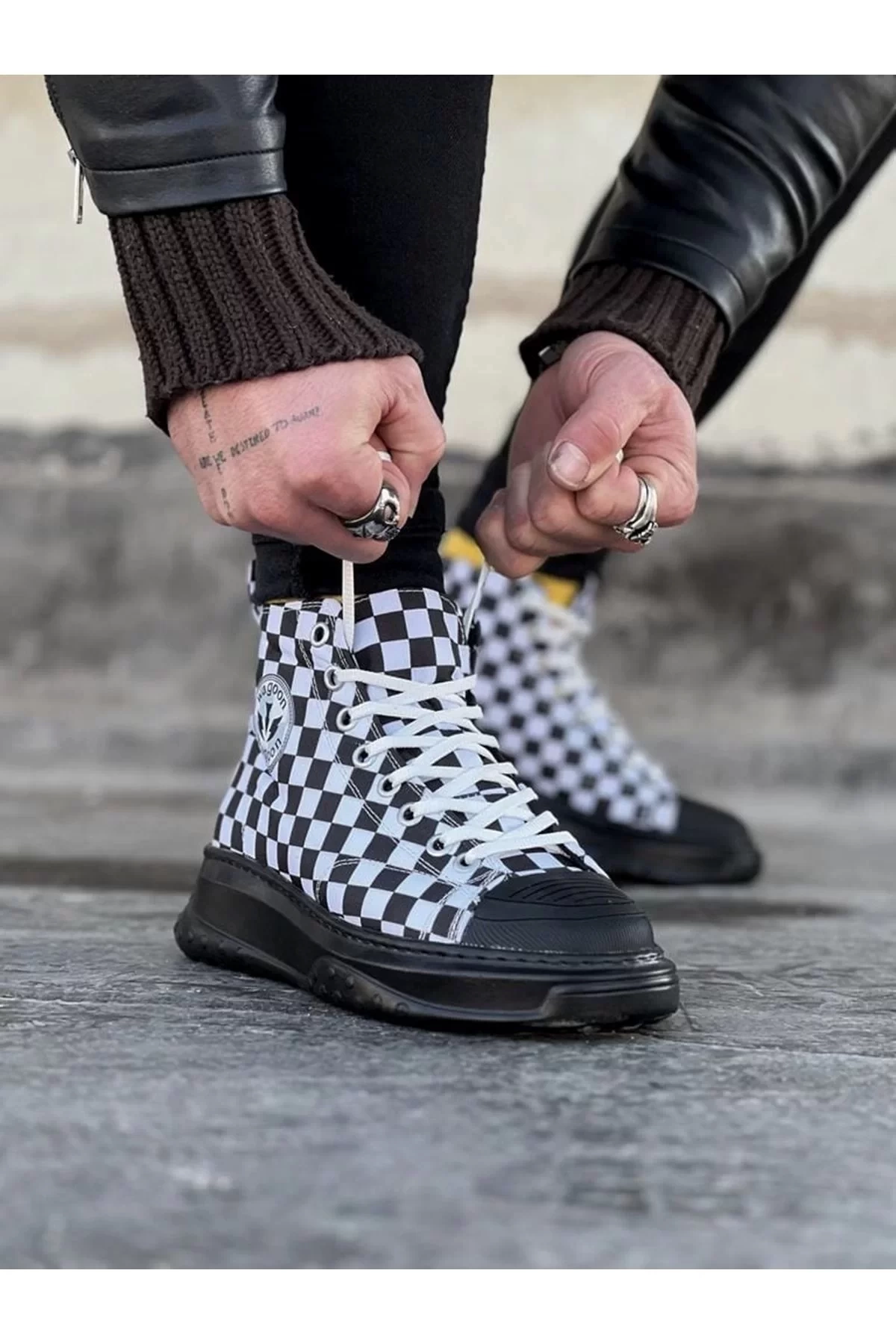 WG017 Damalı Erkek Yarım Bilek Casual Ayakkabı
