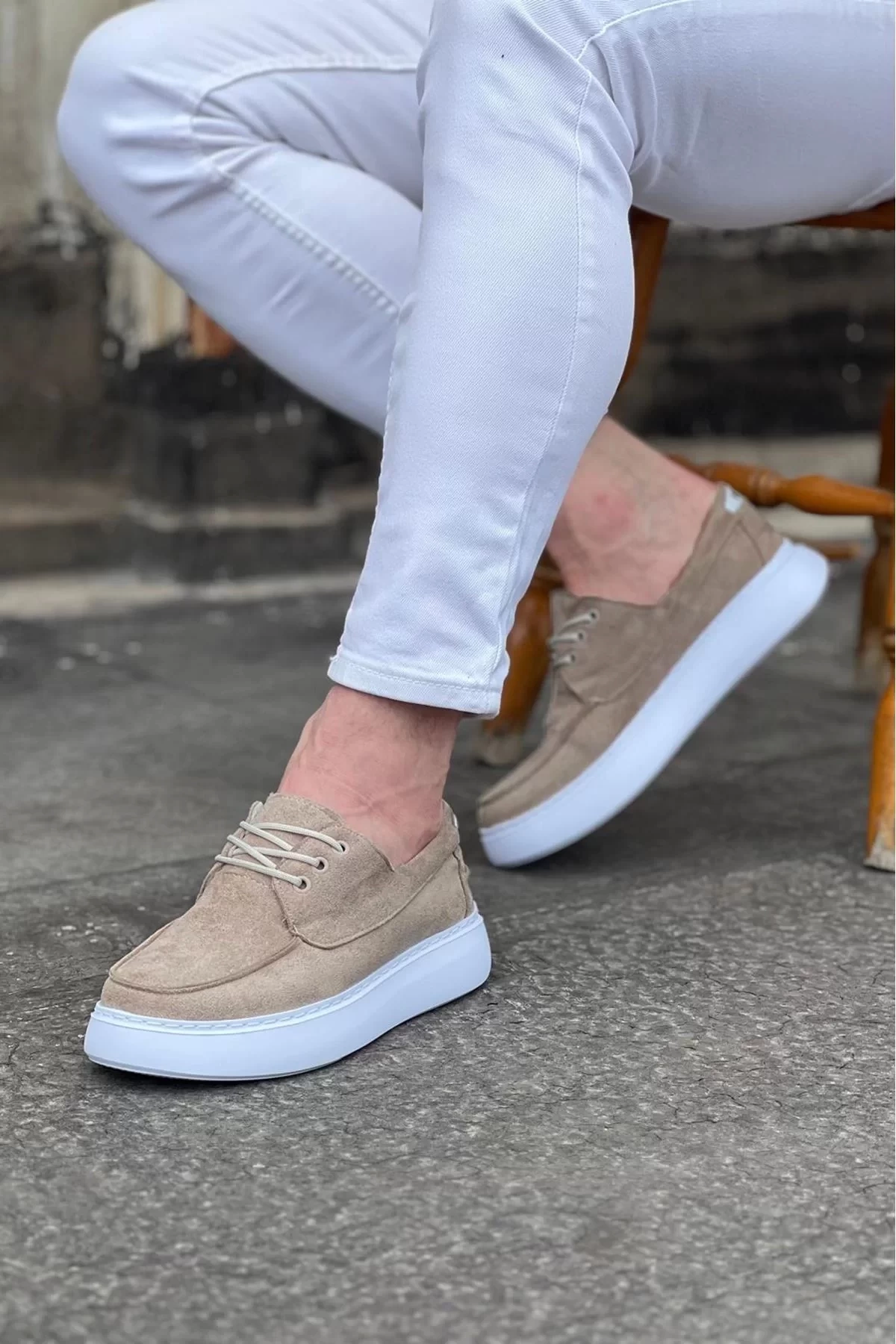 WG508 Bej Süet Ortopedik Taban Erkek Casual Ayakkabı