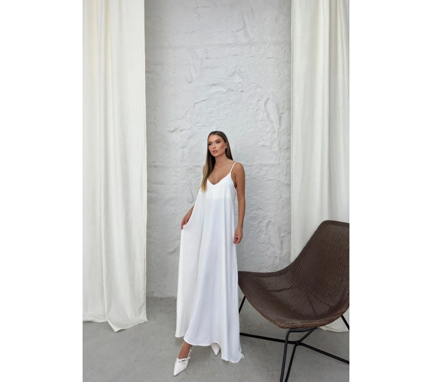 Aerobin uzun elbise beyaz pt