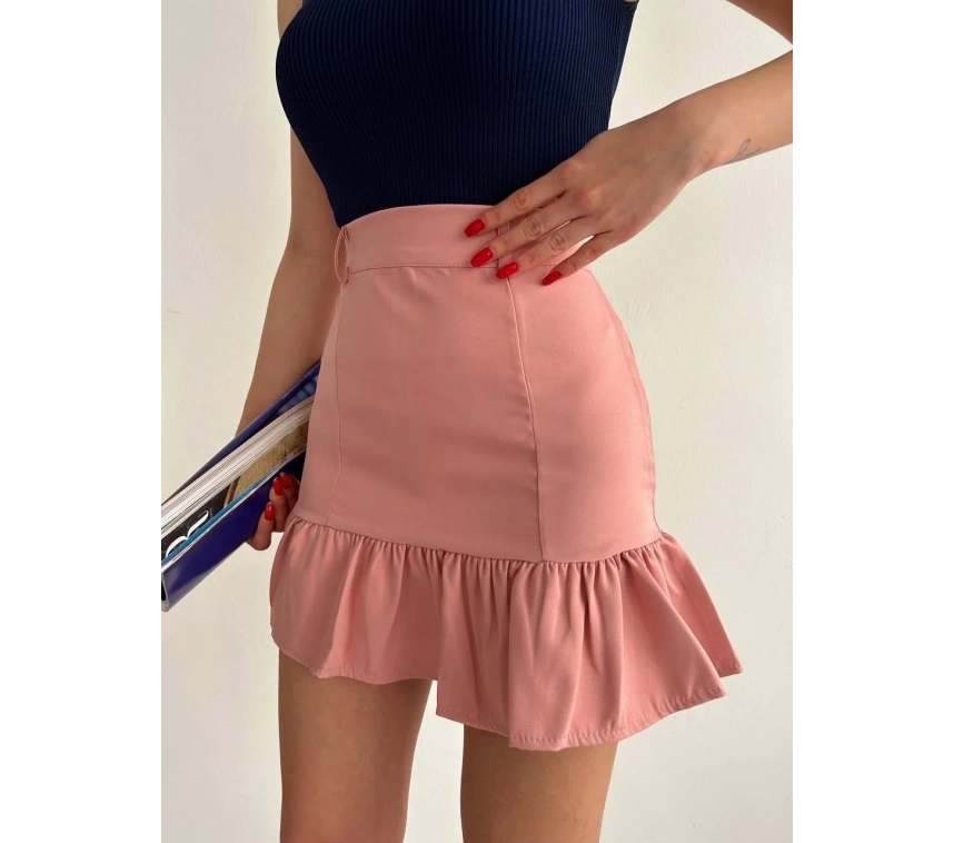 Altı fırfırlı etek pudra s24817