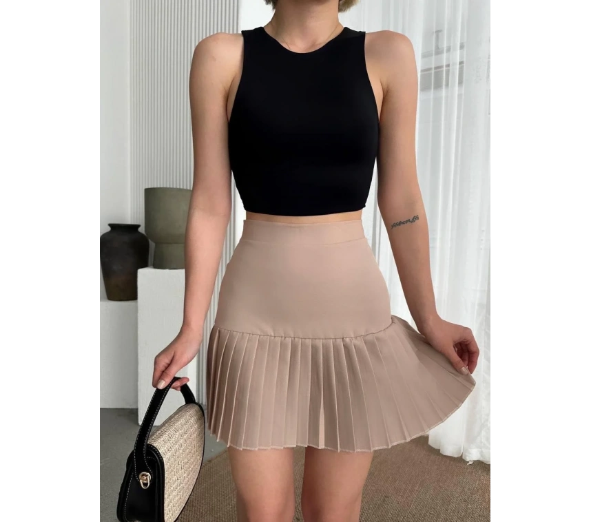 Altı pliseli mini etek