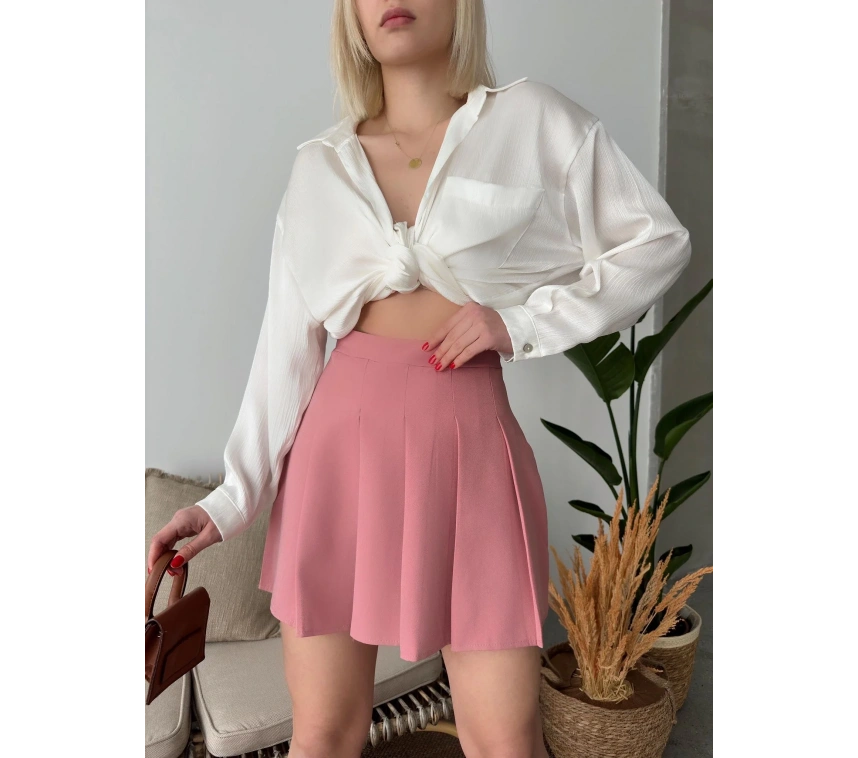 Atlas belden Pileli etek s24930