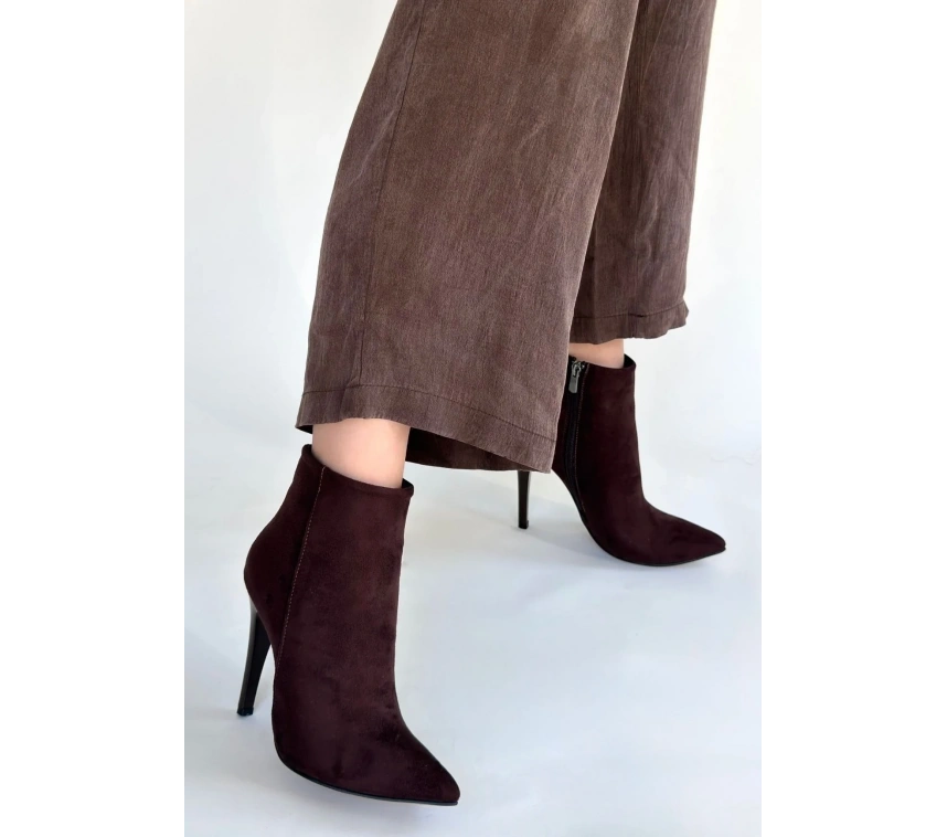 Blan Acı Kahve Süet Topuklu Bot