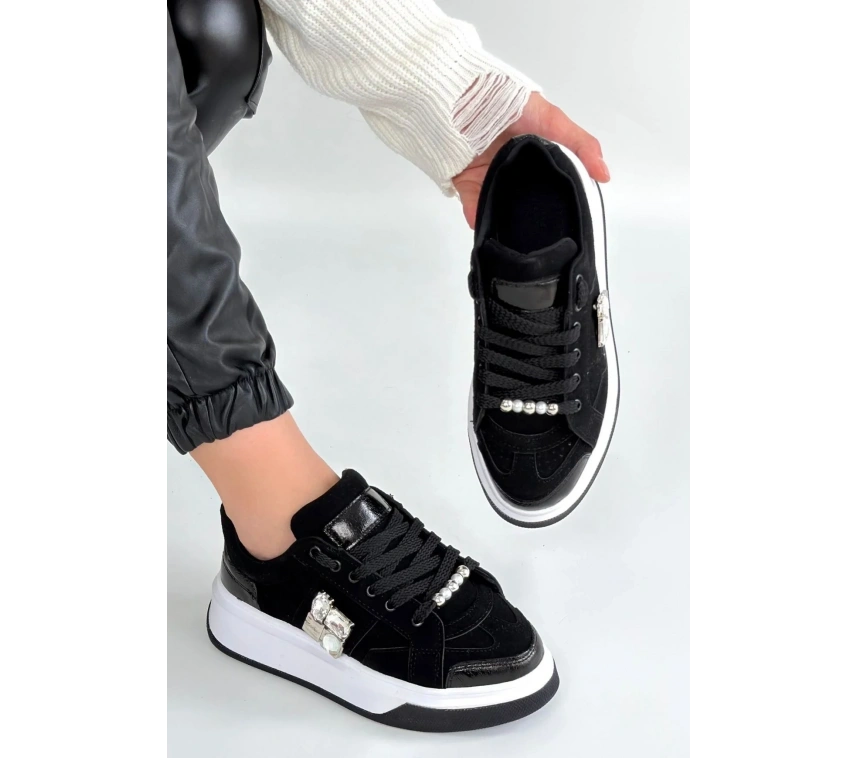 Ceans Siyah Süet Bağcıklı Spor Ayakkabı