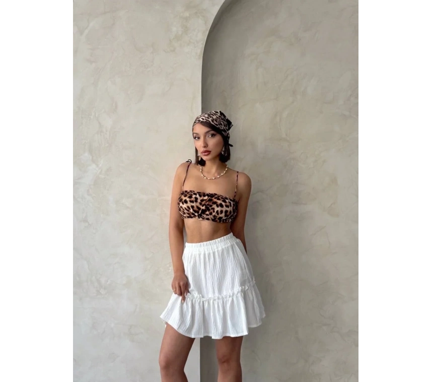 Çingene keten etek beyaz s24808