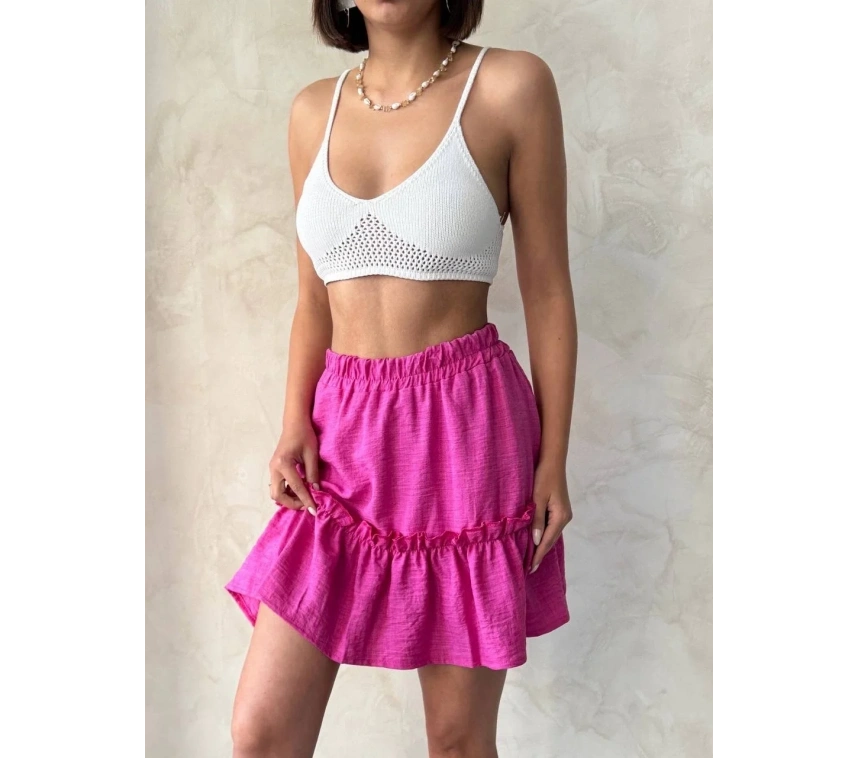 Çingene keten etek fuşya s24808