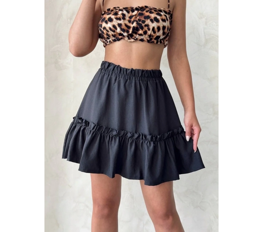 Çingene keten etek siyah s24808