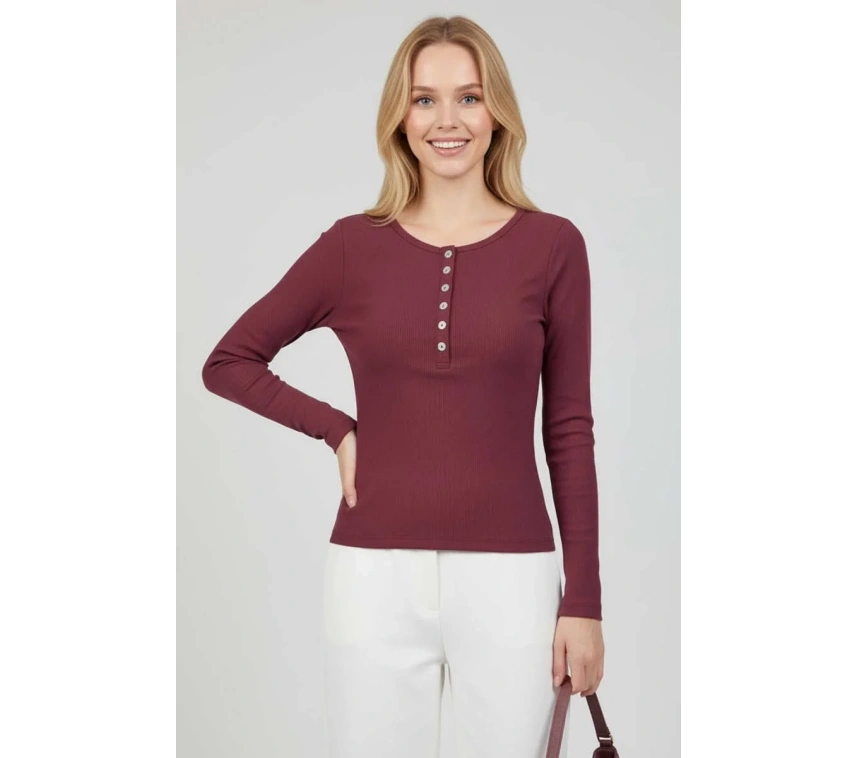 Çıtçıt Detaylı Bluz Mürdüm T4343