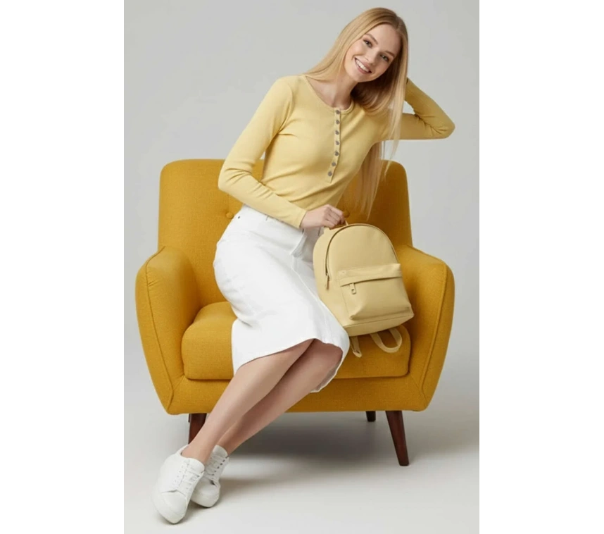 Çıtçıt Detaylı Bluz Sarı