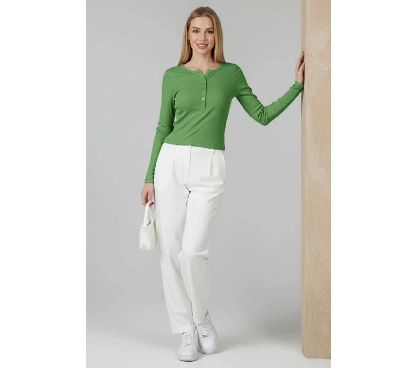 Çıtçıt Detaylı Bluz Yeşil T4343