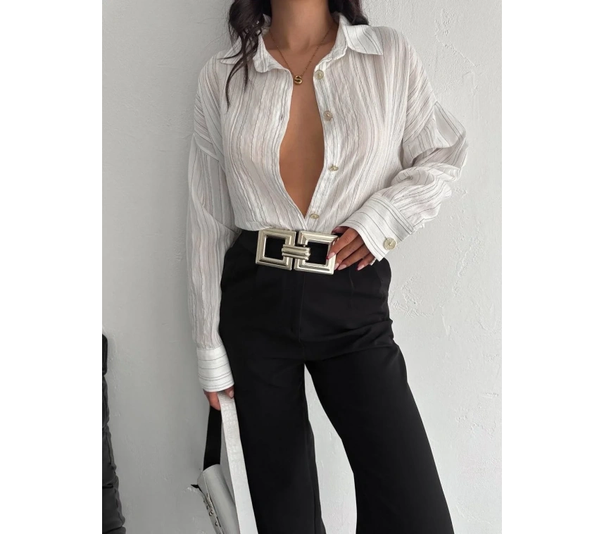 Çizgili oversize gömlek