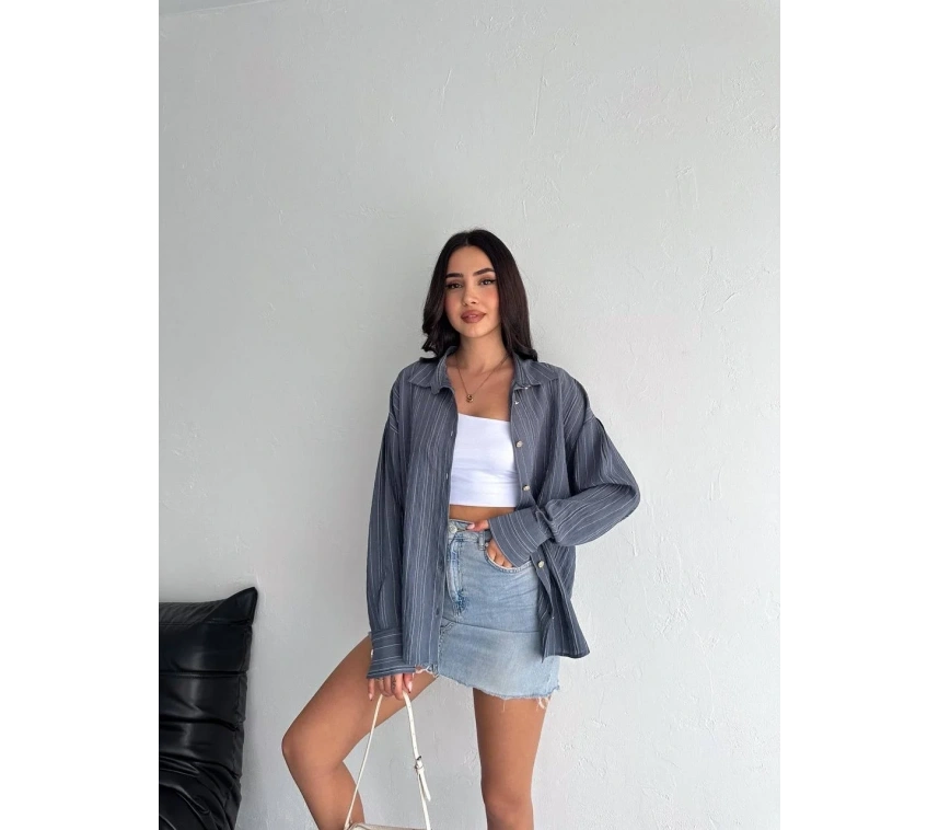 Çizgili oversize gömlek