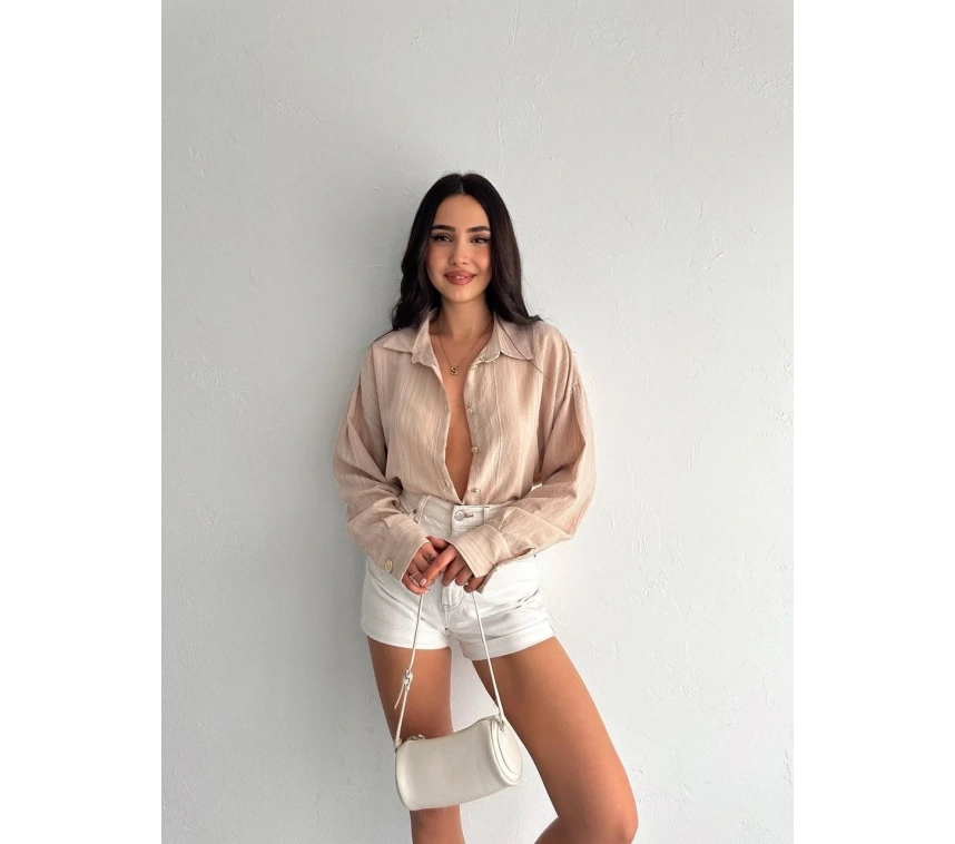 Çizgili oversize gömlek