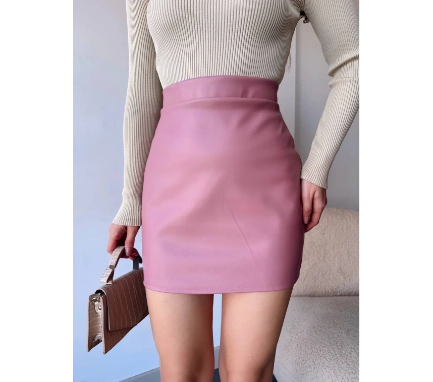 Düz deri etek pudra h24468