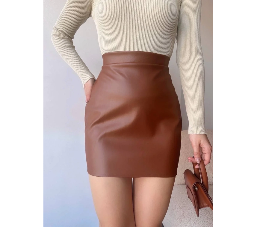 Düz deri etek taba h24468