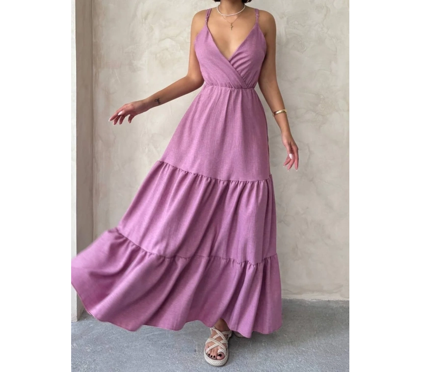 Fırfırlı katlı elbise s255049