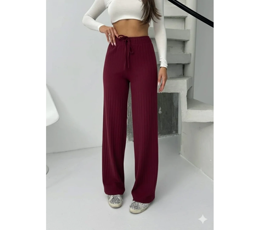 Fitilli şardonlu pantolon bordo