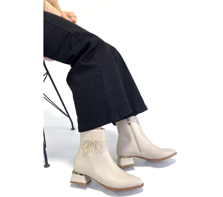 Harly Bej Cilt Topuklu Bot