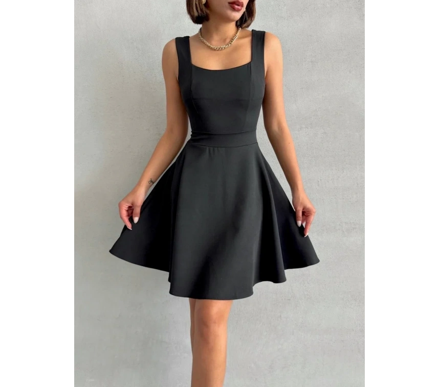 Kadın kare yaka kısa elbise s251188