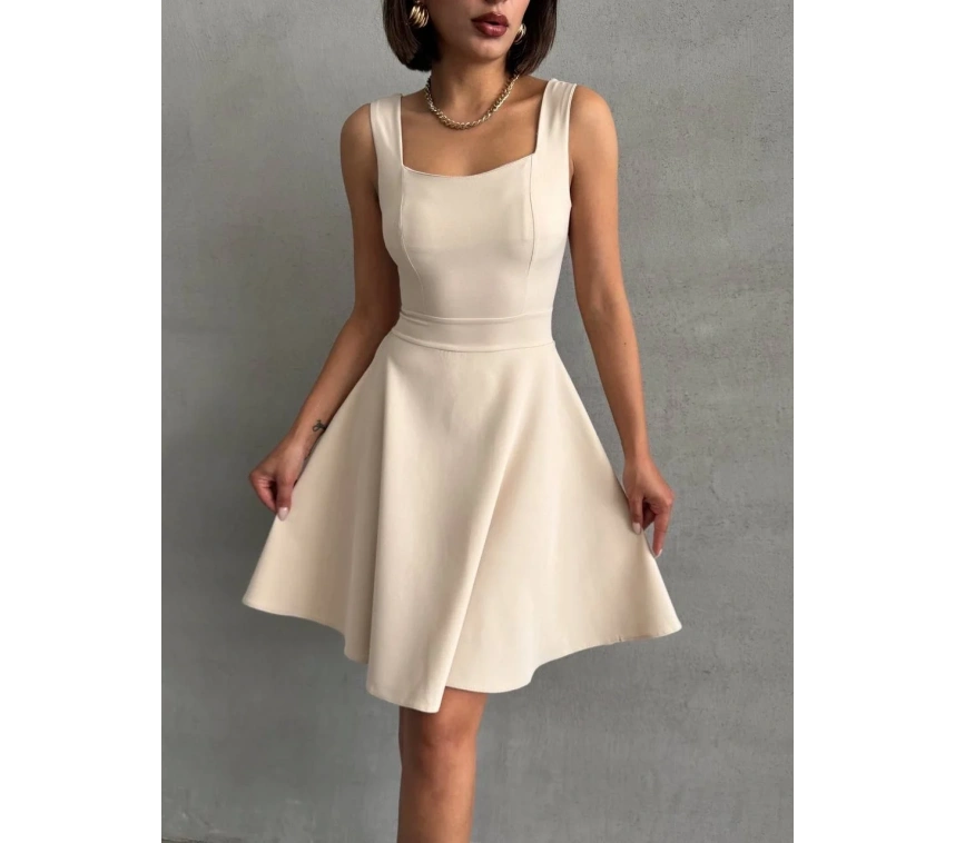 Kadın kare yaka kısa elbise s251188