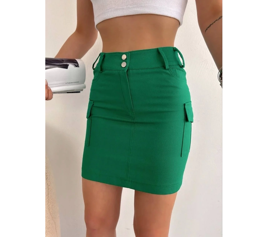 Körüklü cep etek yeşil s24904