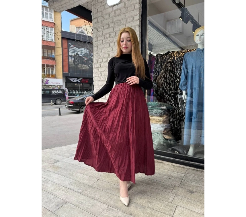 Kraş etek bordo