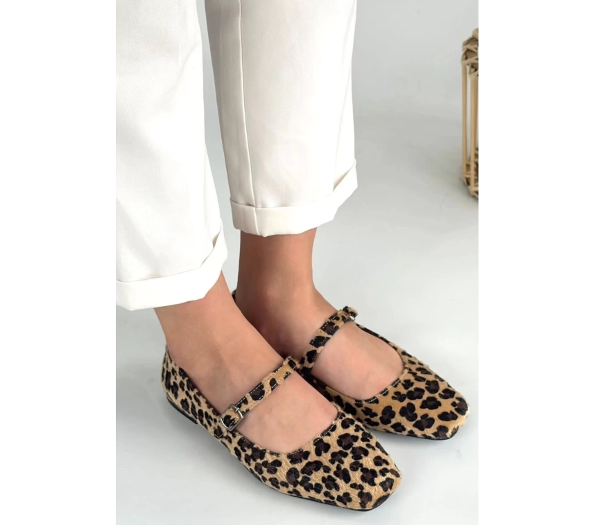 Linni Leopar Süet Babet Ayakkabı