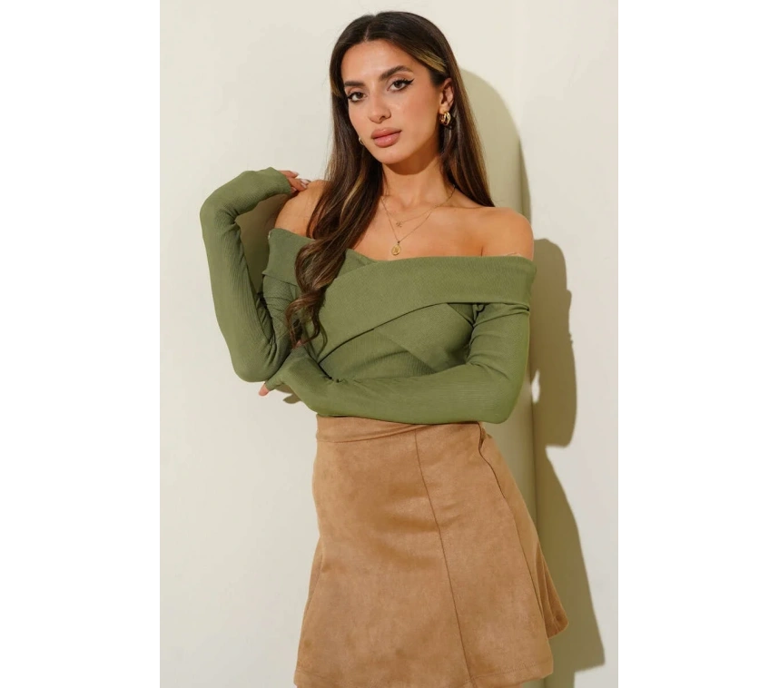 Madonna Çapraz Yaka Bluz Yeşil t4331