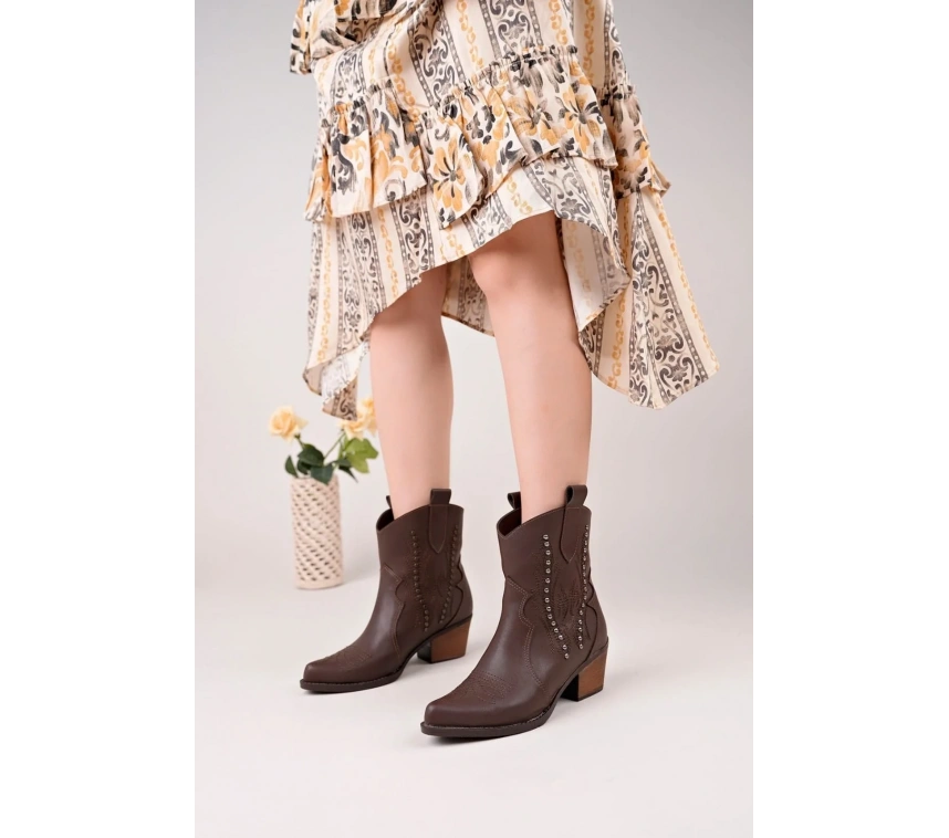 Matin Acı Kahve Cilt Topuklu Bot