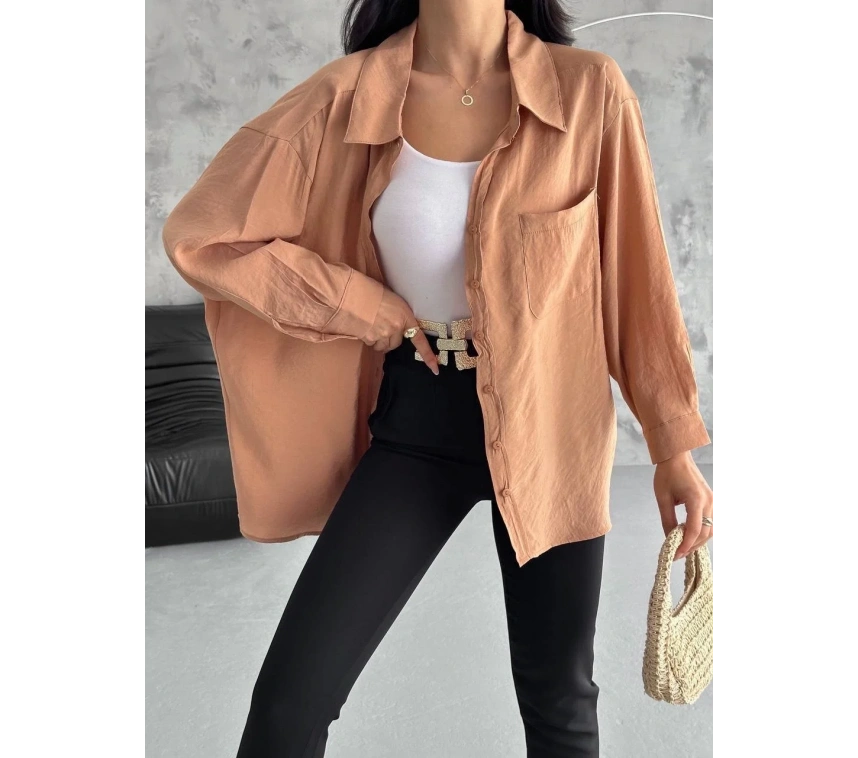 Modal oversize cepli gömlek