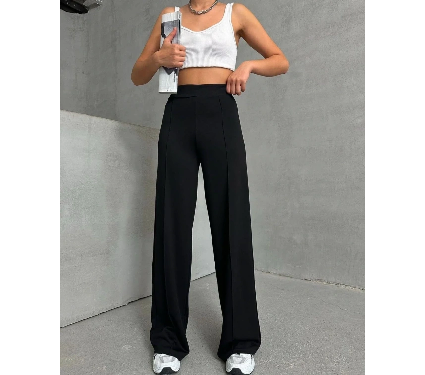 önü çımalı pantolon siyah