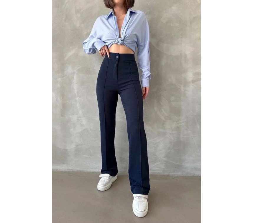 Önü cumalı ithal krep pantolon