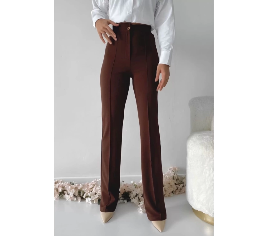 Önü cumalı ithal krep pantolon