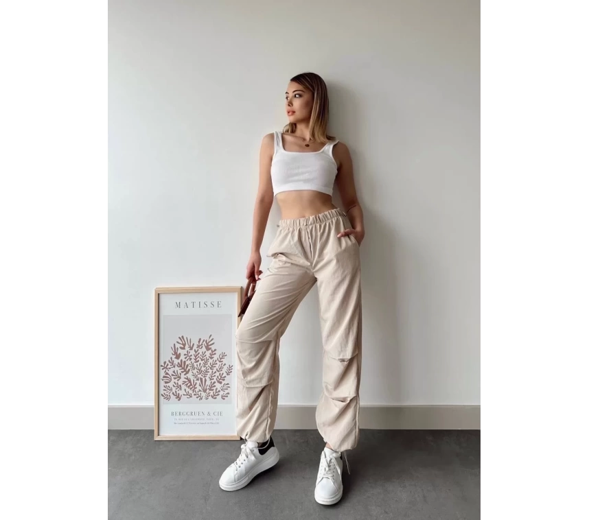 Paraşüt pantolon bej
