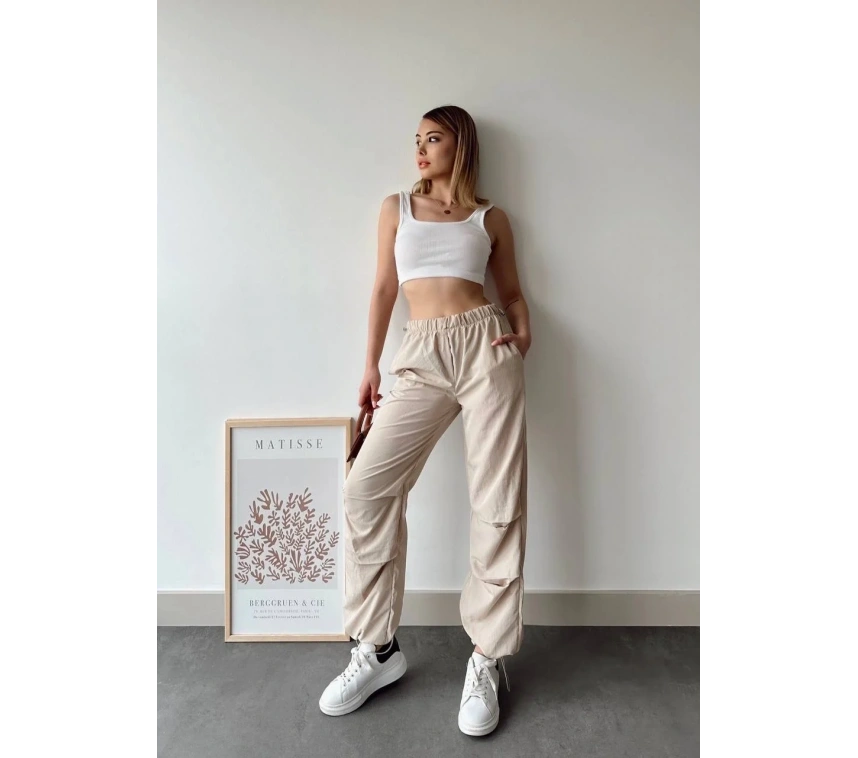 Paraşüt pantolon bej